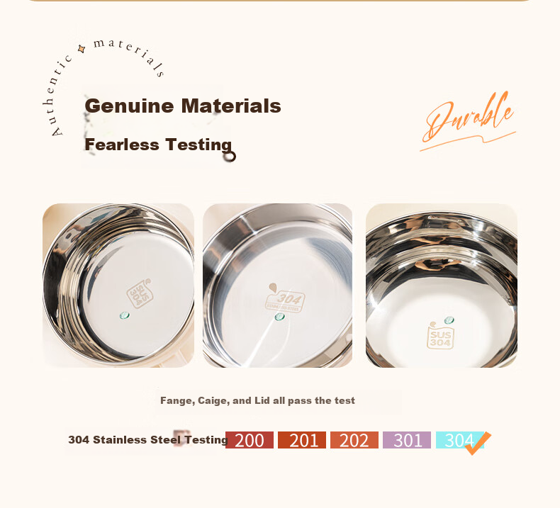 Guangyi 304 Stainless Steel Student Lunch Box, Fast Food Cup with Lid, Three-Layer Noodle Bowl, Comes with Spoon And Chopsticks, Green GY7353 3