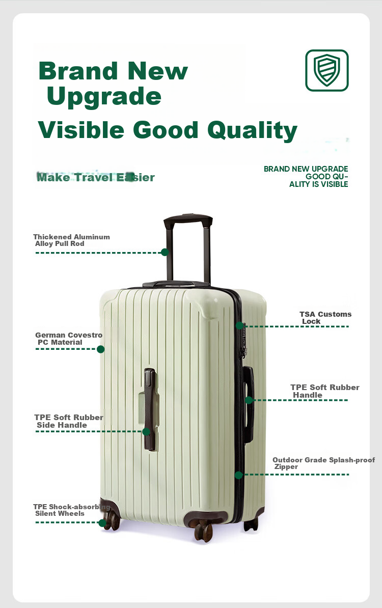 Wangyiyanxuan Large Capacity Suitcase, Student Back-To Big Belly Case, PC Trolley Case, Long-Distance Business Travel Case, Dark Moss Green, 30 Inches 2