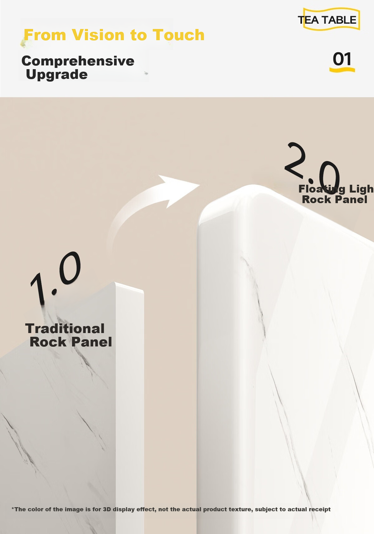 Qianxihuafu Coffee Table, Living Room Side Table for Small Apartments, High-End Light Luxury, 2026 Square Rock Slab Coffee Table, White And Gray Glass Top 12