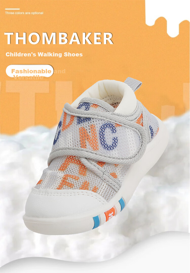 ThomBaker Baby Walking Shoes, Spring Mesh Shoes, Summer 1-3 Years Old Non-Slip Breathable Mesh Children's Shoes, Blue Letter 15 1