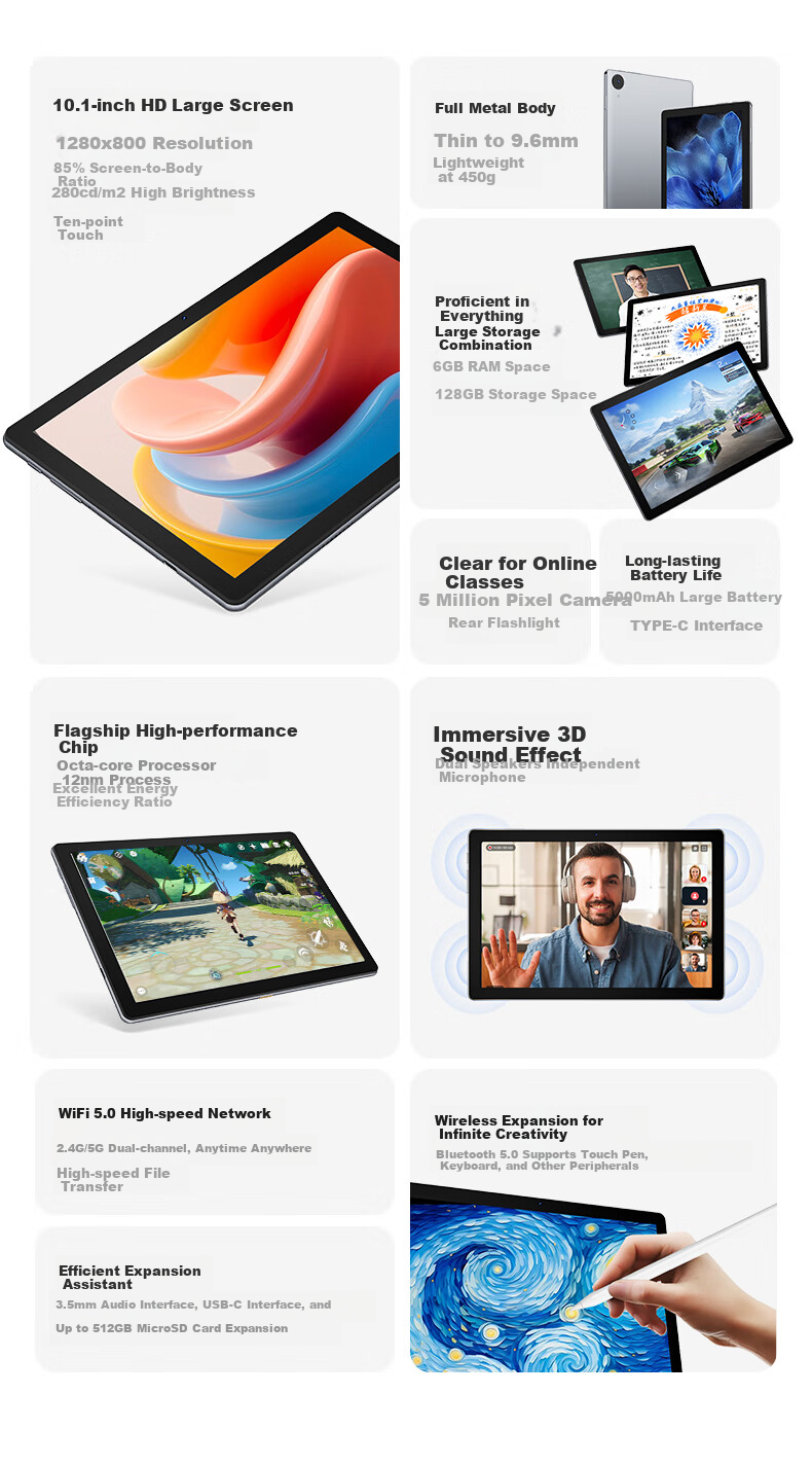 Lenovo Invests in Brand, Yinenzhe N10B, 10.1-Inch [Subsidy] New Model, High-Definition Tablet Computer, Gaming And Learning for Office Use, 6GB+128GB WIFI Versio 1