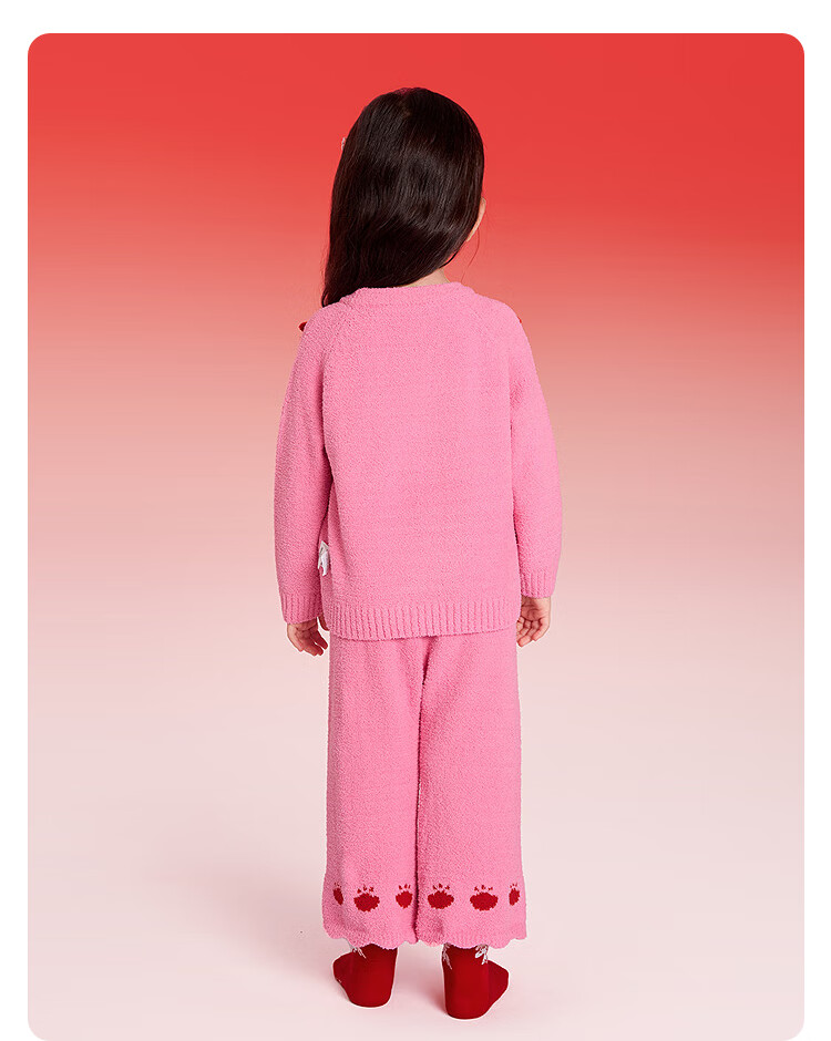 Balabala Kids Homewear Set Boys Girls 2026 New Spring National Style Pajamas Red Plush New Year 6