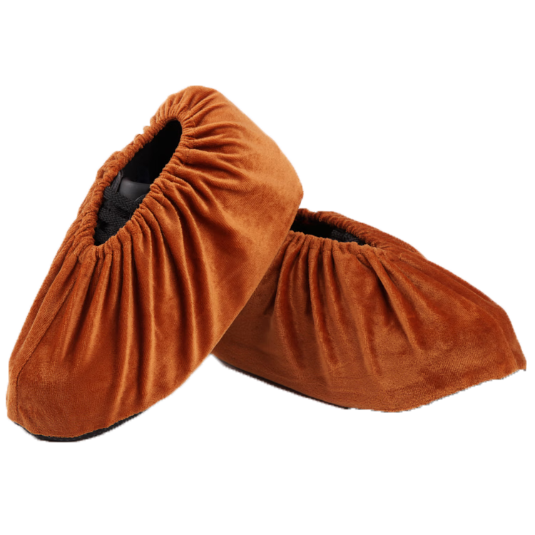 Beifute Velvet Shoe Covers Thickened Wear-Resistant Non-Slip Reusable Dustproof Shoe Covers Computer Room Special Student Fabric Foot Covers [Next Day Delivery] Bright Brown Velvet Shoe Covers 5 Pairs