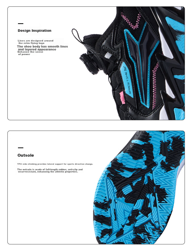361° Kids' Sports Shoes 2025 Autumn Teenagers' Hard Court Wear-resistant Rapid Elastic Anti-twist Basketball Shoes Black Size 37 18