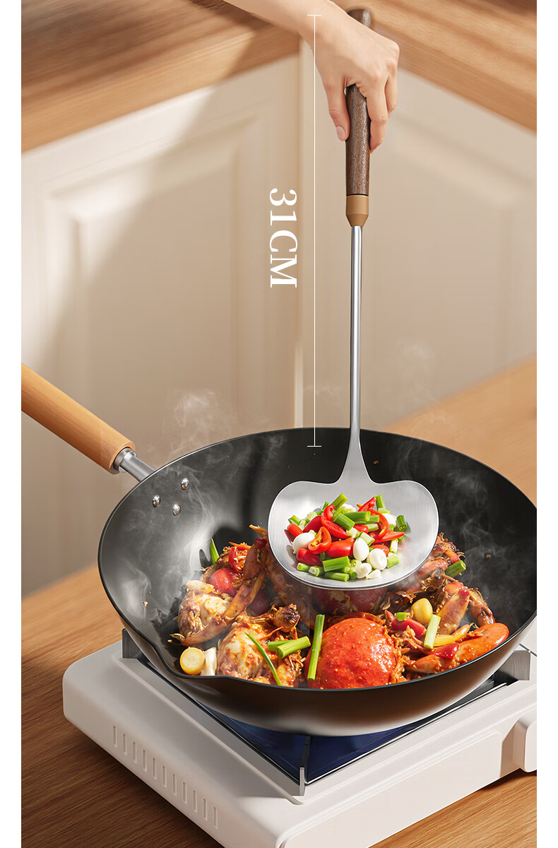 ASD Stainless Steel Mushroom Shaped Spatula Cooking Spoon Large Chinese Iron Wok Turner Food Grade Household Frying Spatula 9