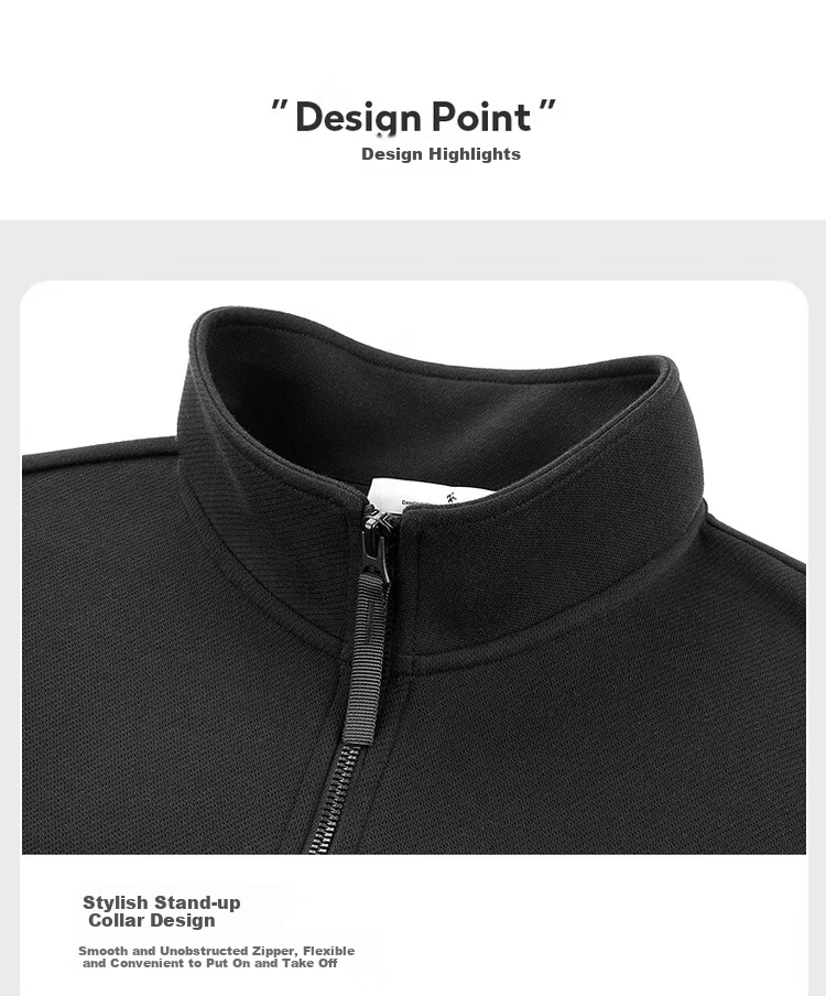 DANCING WOLVES [Anti-Static & Heat-Retaining] Half-Zip Stand-Collar Sports Sweatshirt, Comfortable Men's Sweatshirt, 001 Black, XL 3