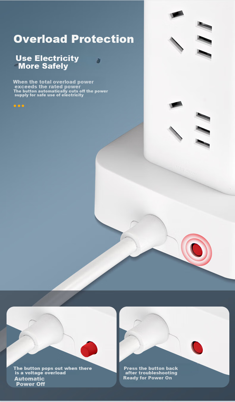 DELIXI Floor-Standing Socket/tower Desktop Socket/power Strip/extension Cord/extension Board/power Bar/power Strip with Master Switch, 8 Outlets, Five-Hole, 1.7 Meters 10