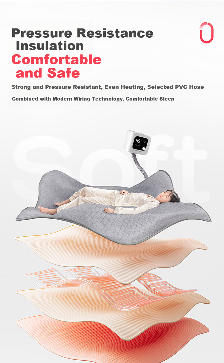 Rainbow [High Temperature Protection] Double-Person Rapid Heating Water Circulation Heating Blanket Electric Heated Mattress Pad 2*1.5 Meters 12