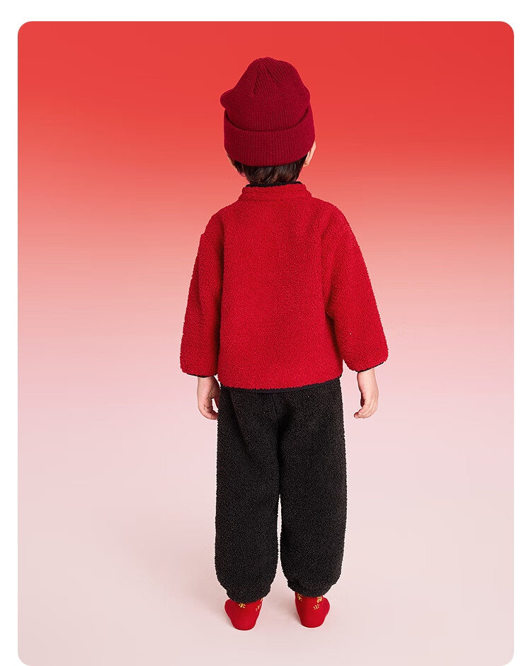 Balabala Kids Homewear Set Boys Girls 2026 Spring New Chinese Style Red Warm Pajamas 4