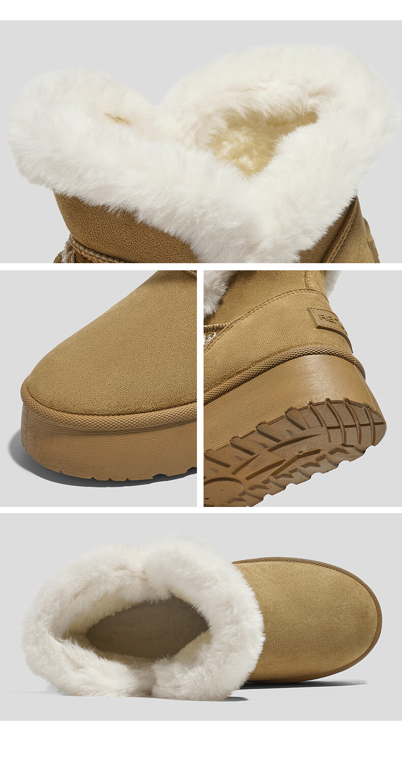 Renben Women's Winter Snow Boots Fleece Lined Thickened Warm Short Boots Black Fleece Size 36 2