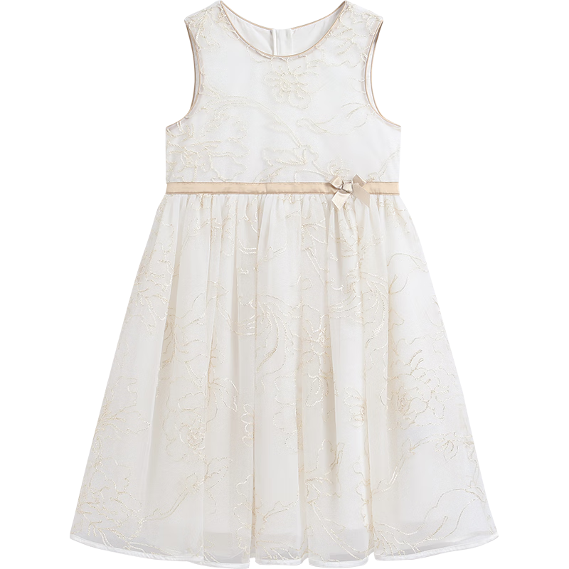 YEEHOO Girls' Princess Dress, Children's One-Piece Dress, Big Kids' Dress, Formal Wear, Tulle Birthday Dress, Summer Outfit, White, Size 120