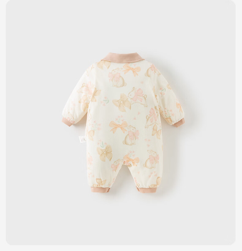 DAVE & BELLA Baby Girl Antibacterial Cotton-Padded Romper Autumn Winter Infant Jumpsuit Newborn Bodysuit 7