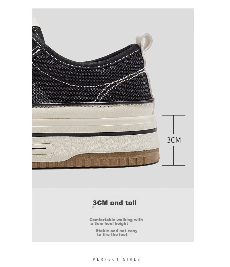 RENBEN Spring And Summer Canvas Shoes for Women, Breathable Mesh Women's Shoes, Thick-Soled Heightening Casual Shoes, Black (Canvas Style), Size 40 7