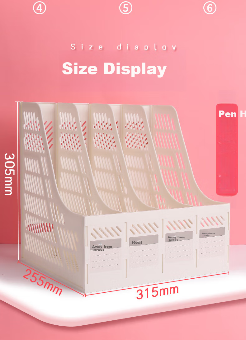 Licao File Organizer Shelf, Document Storage Box, File Folder Holder, Desktop Bookshelf, Office File Rack, File Basket with Built-In Pen Holder, Office Supplies, Forest Gree 11