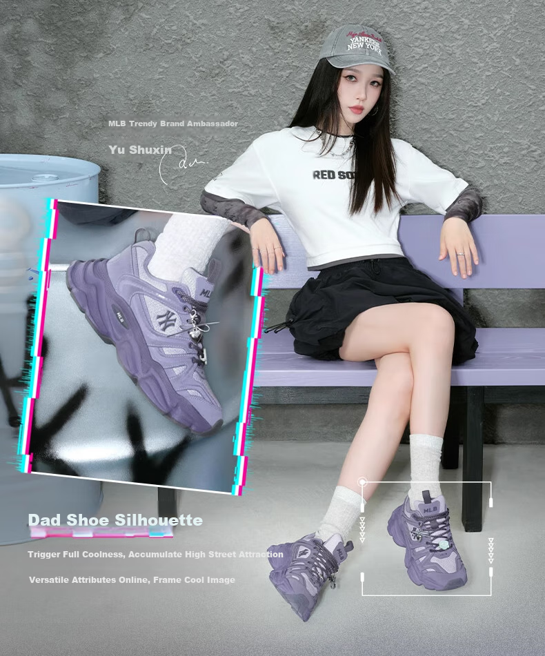 MLB Wave Dad Sneakers Unisex Zhang Linghe Star Same Style Sports Shoes 3ASHCC35N-50BKS-230 3