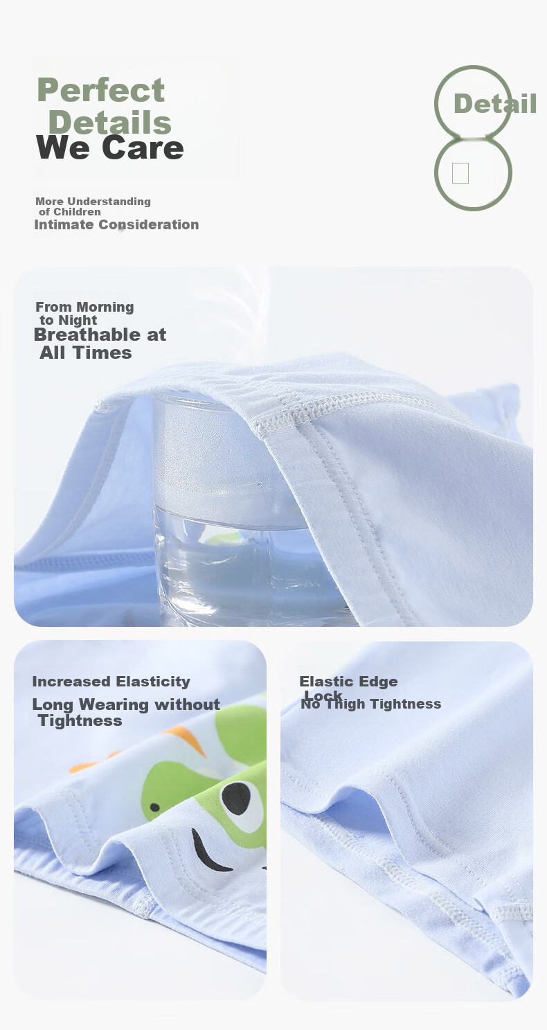 FENTENGCARE Children's Underwear [Class A Cotton, 7A Antibacterial] 6-Pack Boys' New Cartoon Pure Cotton Crotch Boxer Briefs for Boys 18
