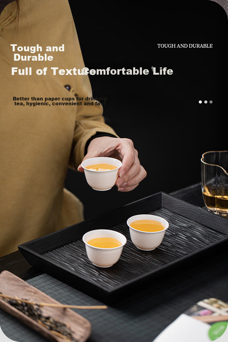 SHUANG YU Disposable Kung Fu Tea Cups, 60ml*200 Pieces, High-Quality Tasting Cups, Plastic Small Teacups, Water Cups with Storage Rack 6