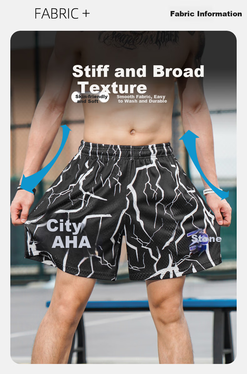 BKCXZICE SMVP Lightning Print American Retro Basketball Shorts, Quick-Drying Breathable Mesh Running Sports Fitness Pants Beach Shorts 20