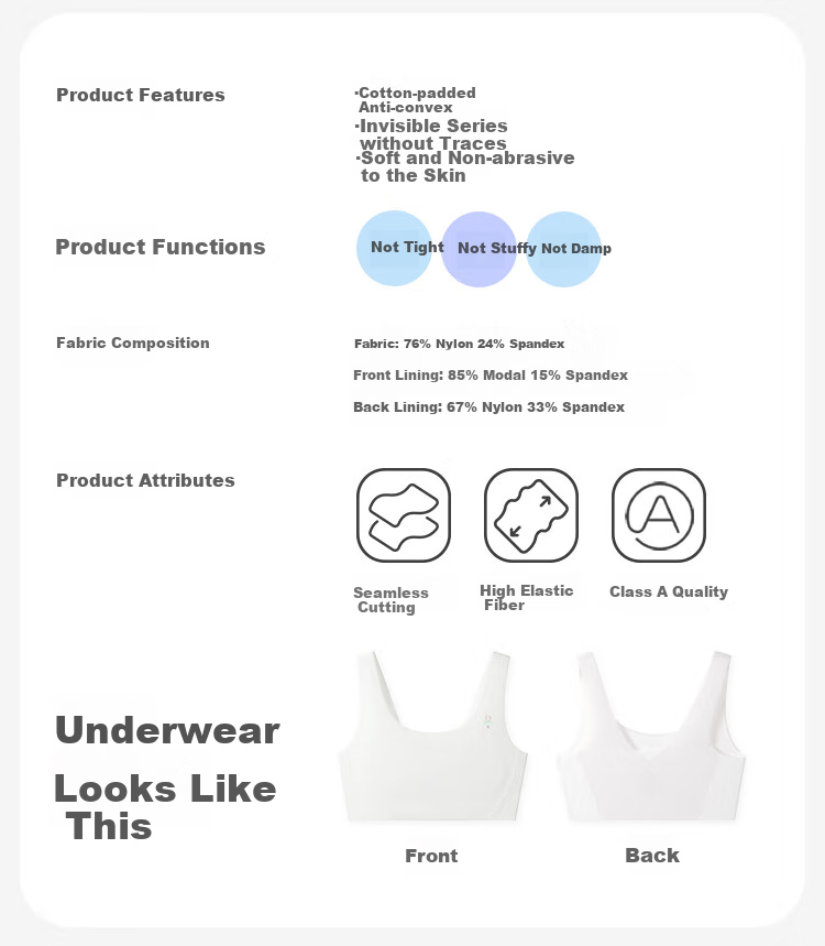 Jiusuiban Children's Underwear for Girls, Ultra-Thin Mesh Bra for Puberty, Cotton-Padded Anti-Nipple Show Bra for Ages 8-10, Camisole 2