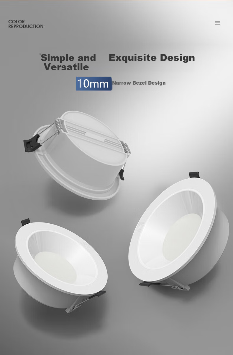 FSL Foshan Lighting LED Recessed Downlight Anti-Glare Living Room Ceiling Light 2.5 Inch 6W Tri-Color Adjustable Aperture 75mm 2