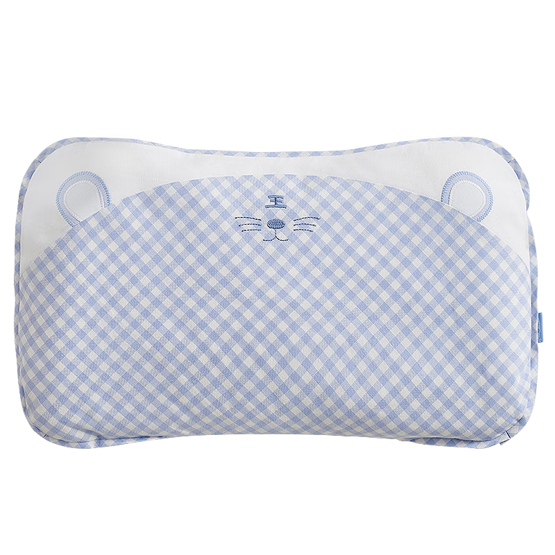 Liangliang Baby Pillow for 0-1-3 Years Old, Shaping Pillow for Newborns and Children, Blue Plaid (Double Pillowcases) 39*24CM