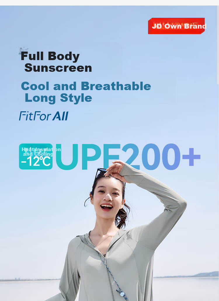 JD Original Long Sun Protection Clothing for Women, Breathable Ice Silk Cool-Feeling UV Protection Jacket Full Body Sun Protection Garment, Black, XS 1