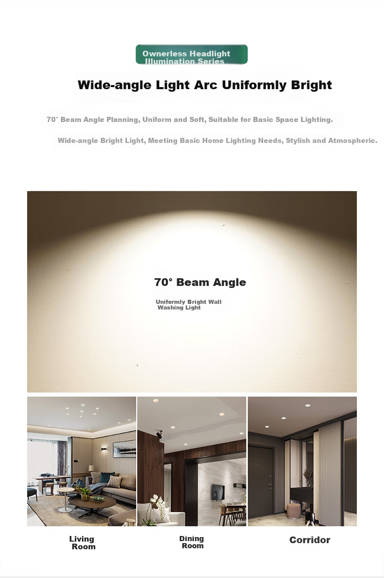 NVC LED Downlight for Living Room, Bedroom, Hallway, Recessed Ceiling Light, High CRI 7W Tri-Color [Miyu] Cut-Out 75mm 3