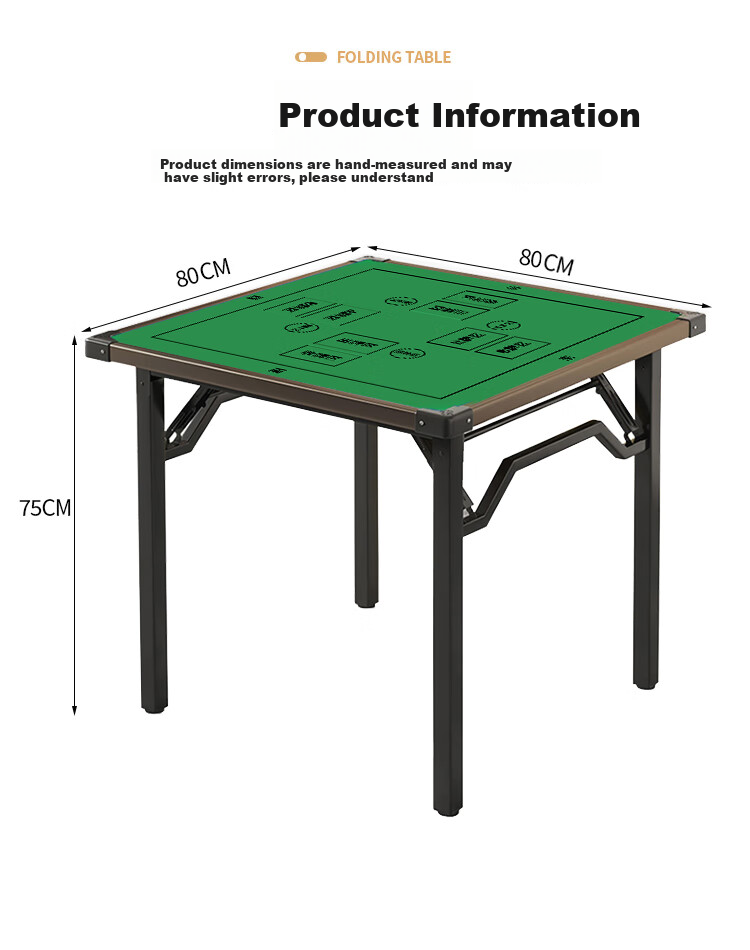 YOIK Folding Mahjong Table, Poker Competition Card Game Table, Dual-Purpose Dining And Gaming Table, Alloy Edge Trim, Thickened, Leg-Space Friendly 9