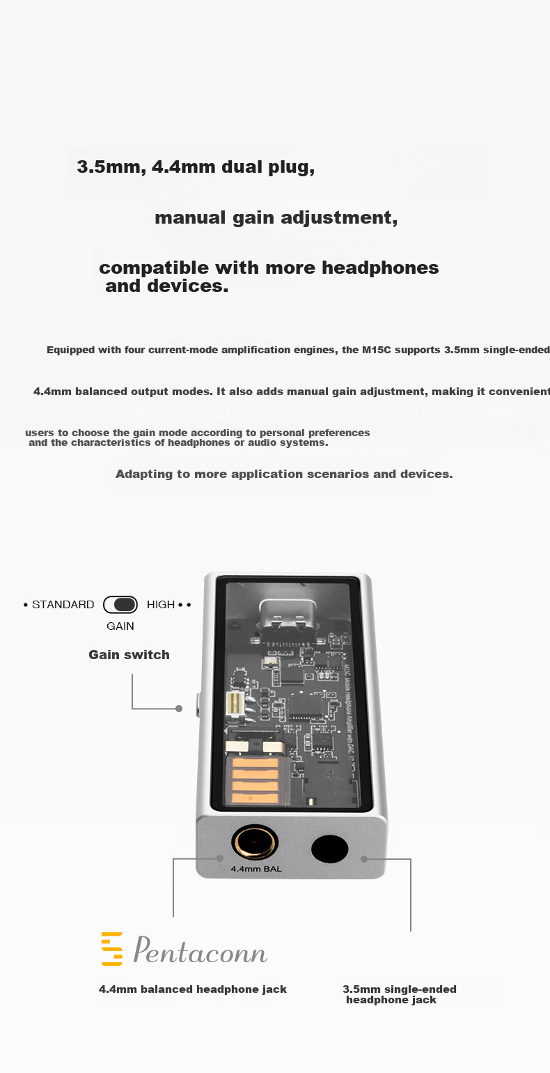 Questyle M15C Portable Lossless Decoder, Compact And Convenient Decoder, HiFi Small Tail for Android And Apple 8