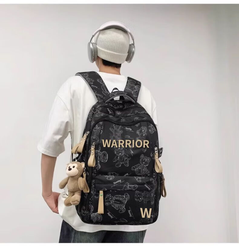 Warrior Backpack Junior High School Girls Double Shoulder Bag High School Girls High-Value Large Capacity Lightweight Spine Protection Student Backpack Boys 5