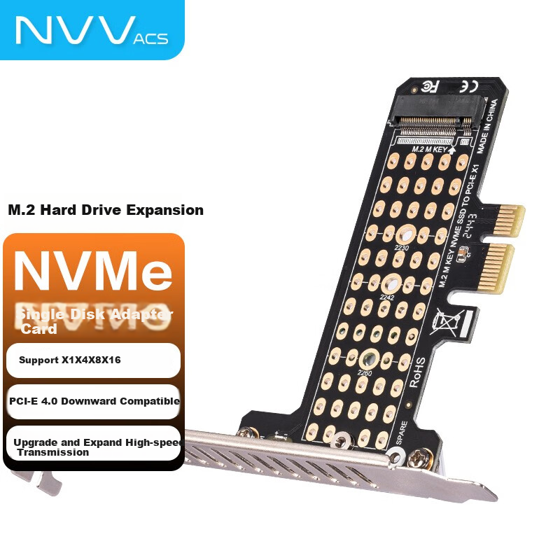NVV PCIe to M.2 Adapter Card, NVMe to M.2 Adapter Card Full-Speed M.2 Gen3 Expansion Card, Supports X1/X4/X8/X16 SSD Solid State Drive Adapter Card NZ-MK01