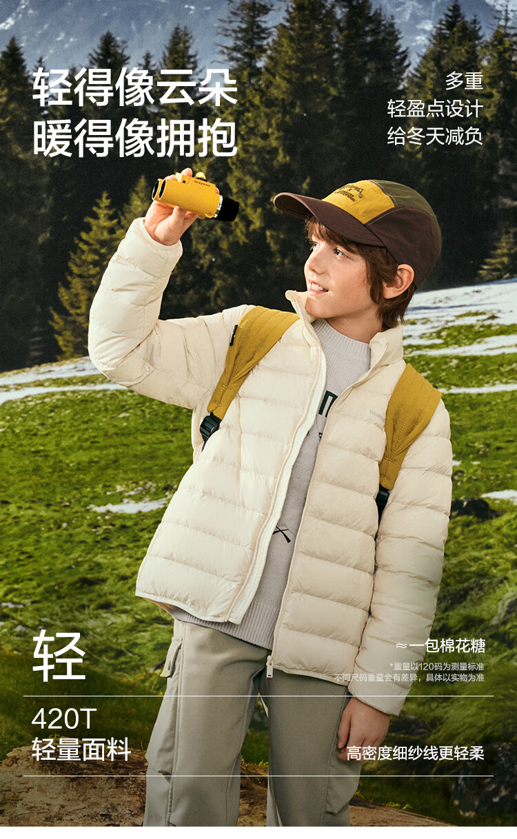 Balabala Kids Lightweight Ribbed Down Jacket Boys Girls 2040 Winter Three-Proof Coat [Mall Version] 1