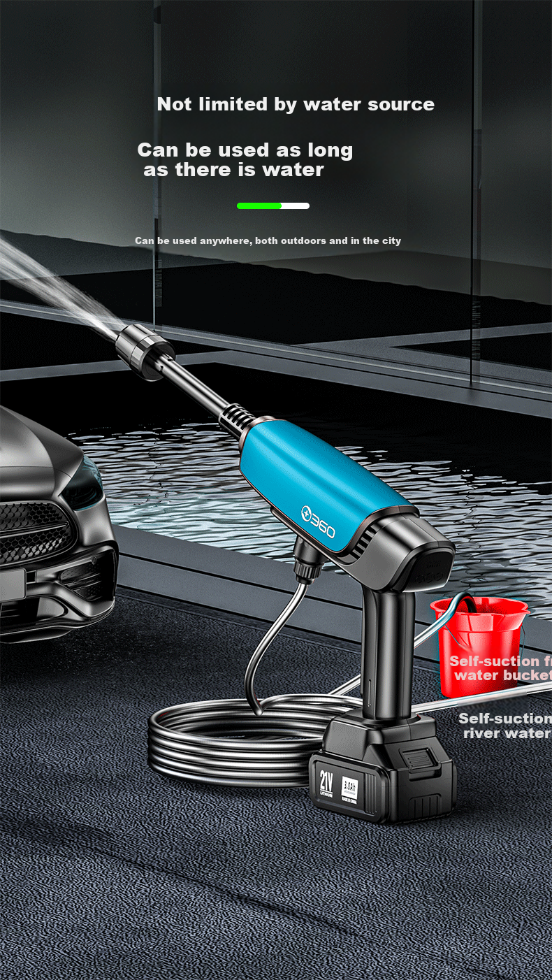 360 Wireless High-Pressure Car Washer, Portable Household Water Gun, Lithium Battery Cleaning Machine, Powerful Floor Washing And Car Cleaning Tool 7