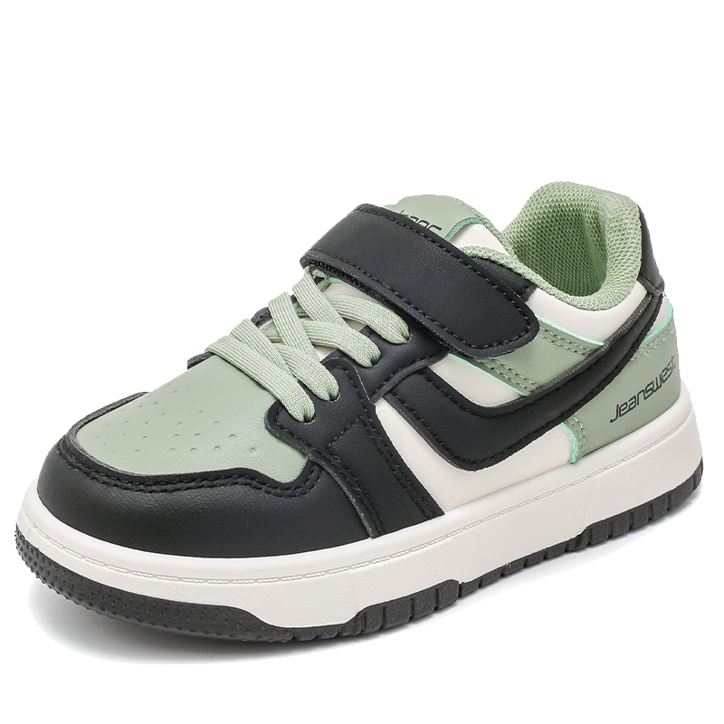 Jeanswest Kids Velcro Boys Casual Lightweight School Sneakers C1A005 Beige/Black/Green Size 28
