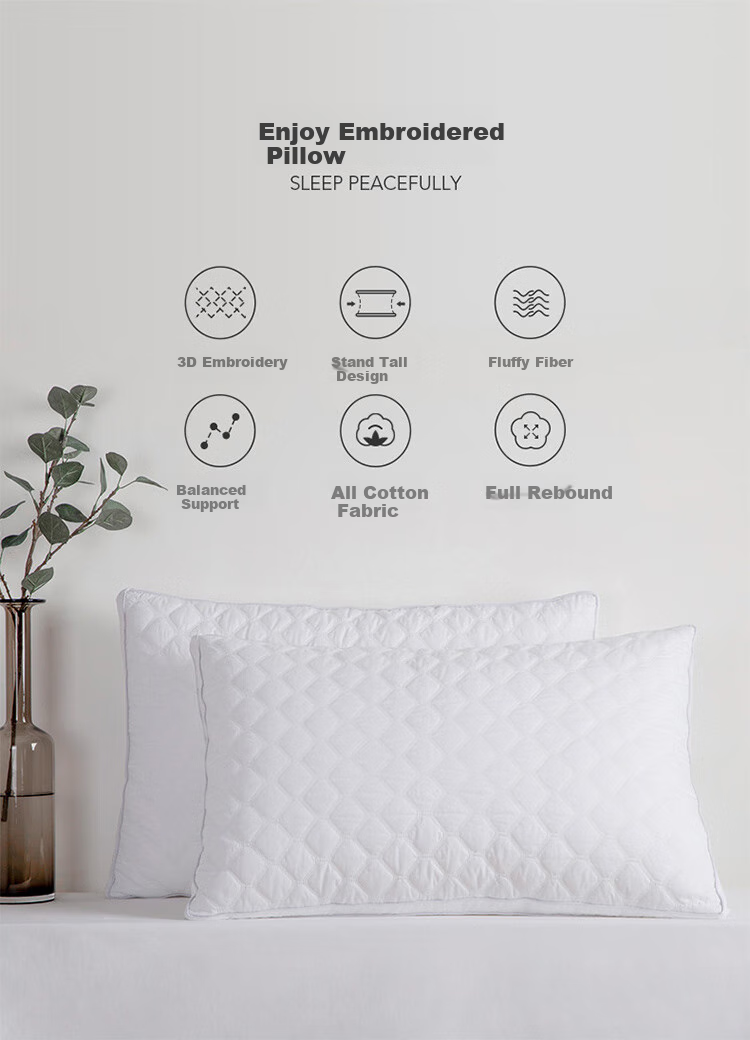 Dohia Home Textile Pillow, Class A Pure Cotton Hotel-Style Pillow Core, Adult Cervical Pillow, Height Approximately 8cm 2