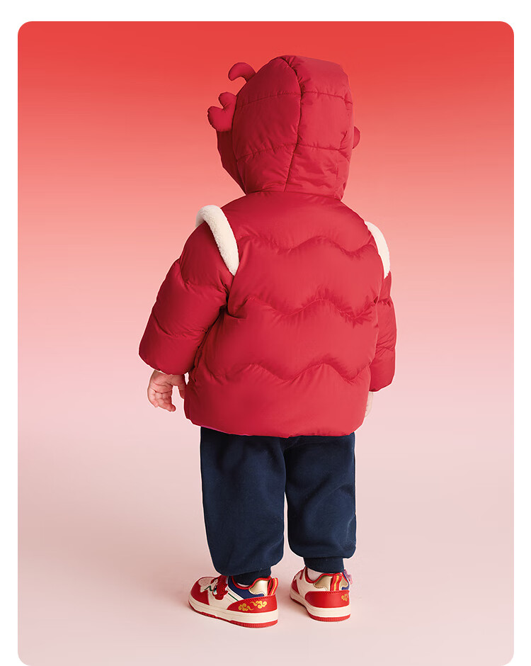 BALABALA Kids Down Jacket Boys Girls 2025 New Spring Festival Red Baby Coat Thickened National Style 3