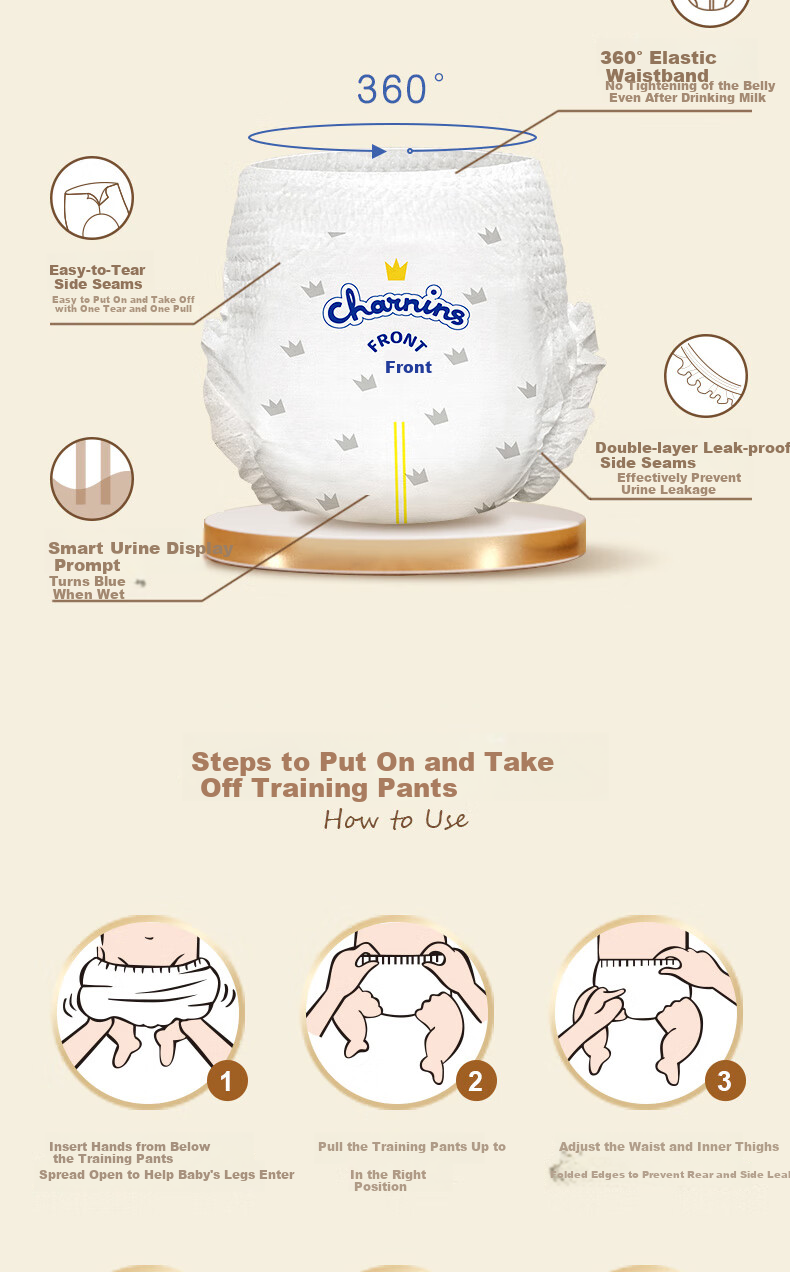 Jiaying [No Melamine Found] Crown Pull-Up Diapers, Size L, 72 Pieces (9-14KG), Baby Diaper Training Pants 6