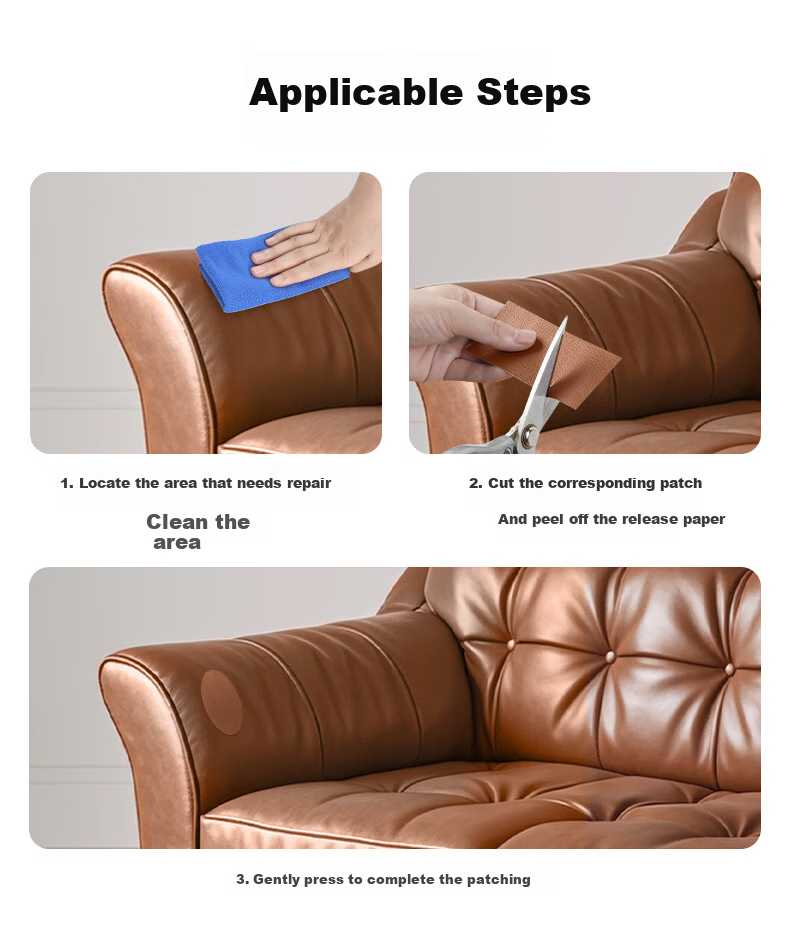Mileqi Self-Adhesive Leather Sofa Repair Patch, Car Seat Renovation, Electric Vehicle Seat Leather Repair, Self-Adhesive Roll-Up, Dark Gray [5cm Wide * 5m Long] 2 Rolls 7