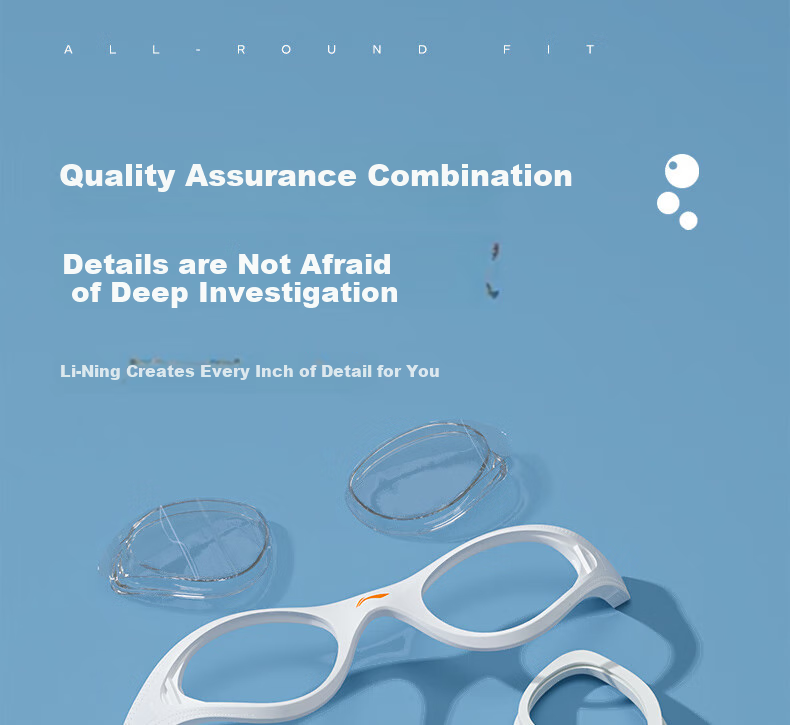Li-Ning Swimming Goggles, High Definition Anti-Fog Comfortable Waterproof Swimming Diving Glasses, Non-Prescription for Men And Women, Adult Professional Swimming Equipment 292-3 14