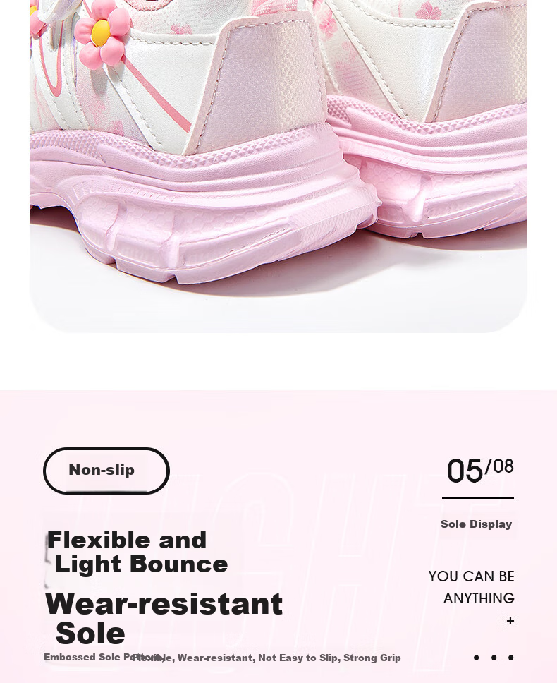 Barbie Children's Spring And Autumn Single-Layer Dad Shoes, Girls' Elementary School Running Shoes, Sports Casual Shoes DA6937 Pink 33 9