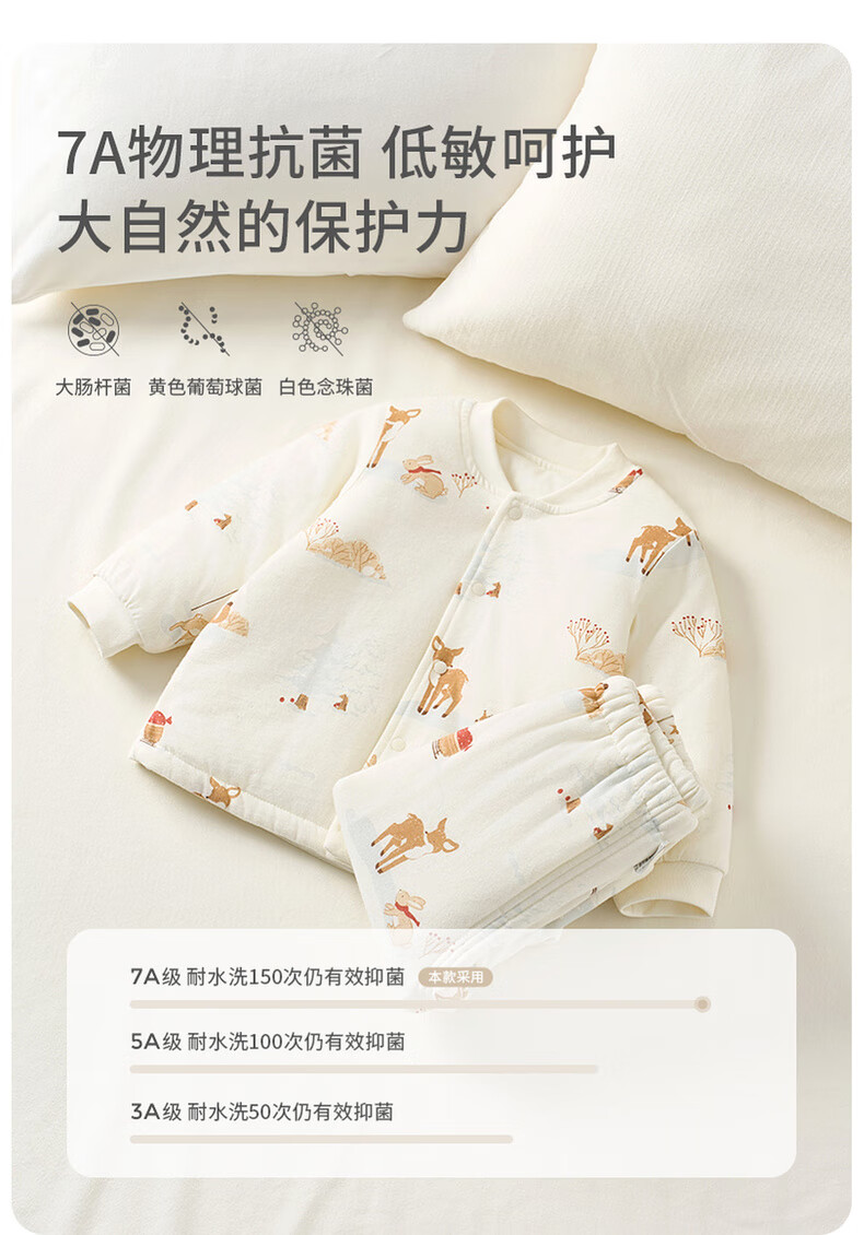 TONGTAI Baby Set Autumn Winter Pure Cotton Padded Infant Clothing Underwear Boys Girls Thickened Top and Pants Yellow 110cm 4