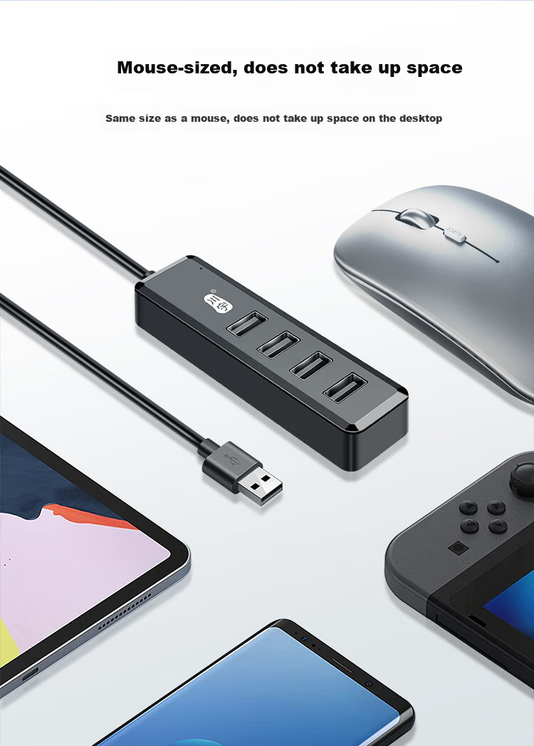 Chuanyu USB2.0 Four-In Hub, 4-Port Expansion Dock, Multi-Port Adapter for Laptops And Desktop Computers, Keyboard And Mouse Extension Cable, 120CM 9