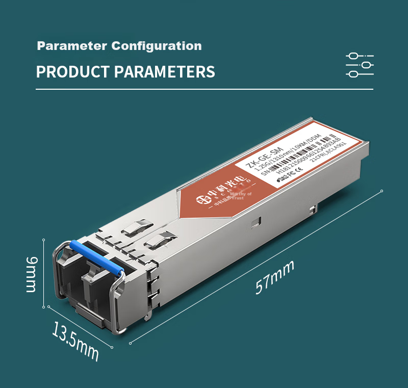 Zhongkeguangdian Gigabit Optical Module SFP Optical Module 1.25G Single-Mode Optical Module Single-Mode Dual-Fiber 1310nm, 10KM LC Interface One Piece ZK-GE 3