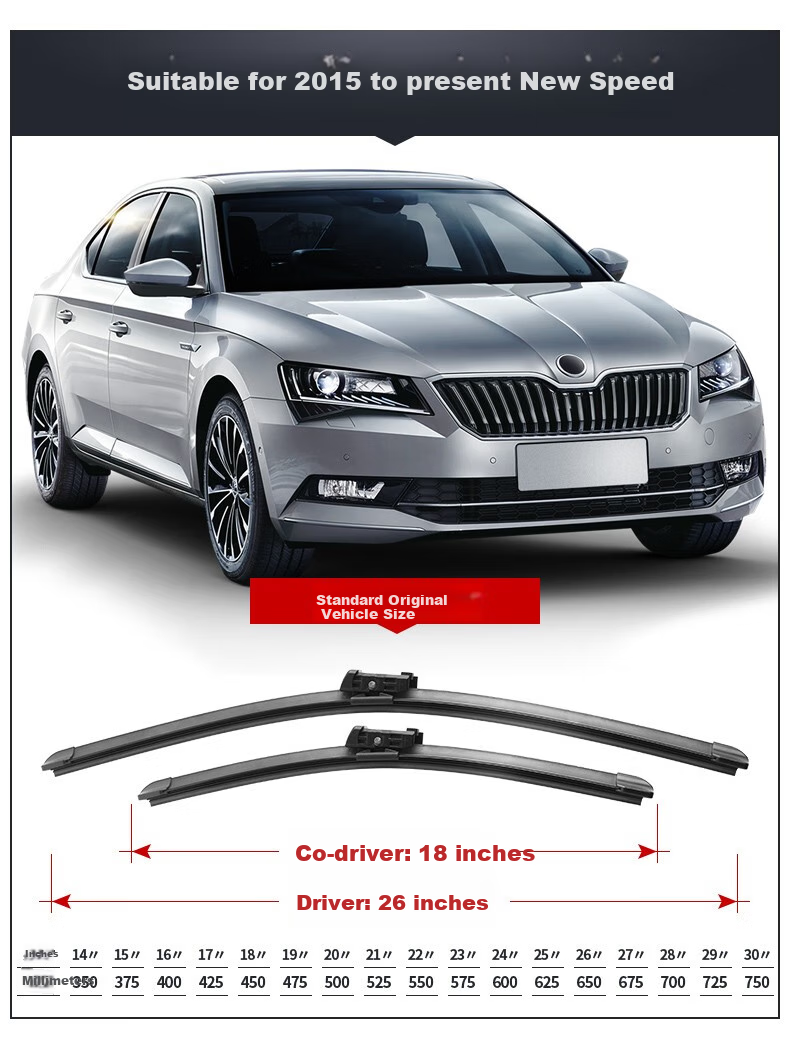 Paisu 2016-2026 Skoda Superb/Karoq Windshield Wipers, Original Boneless Wiper Blades, Car Rubber Strips, 26+18 1