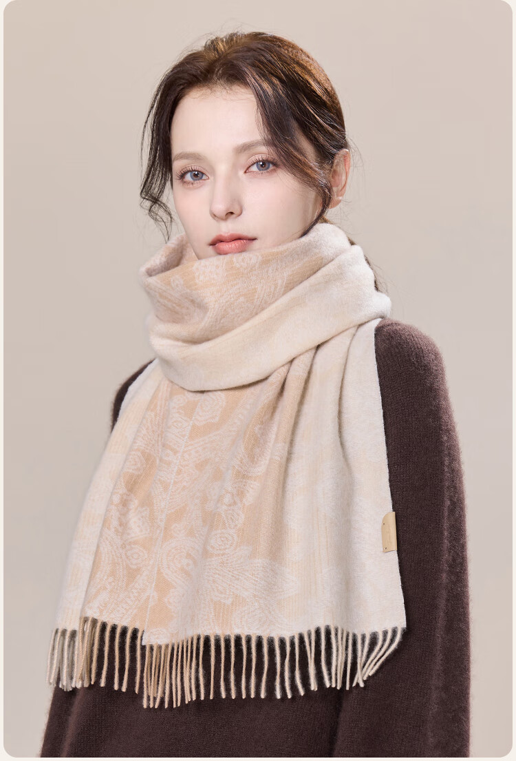 JIUMU 100% Cashmere Scarf Women Autumn Winter Shawl Warm Neck Warmer Female New Year Birthday Gift Box Set 5