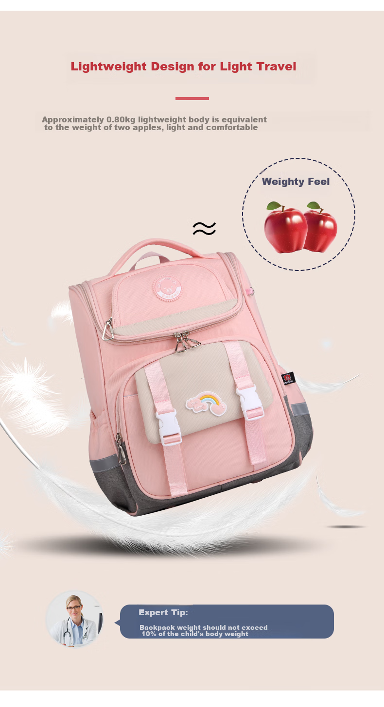 Edison Elementary School Backpack for Girls, Lightweight Spine Protection, Water-Resistant, Anti-Drop, Reflective Children's Backpack 2211-3 Purple 13