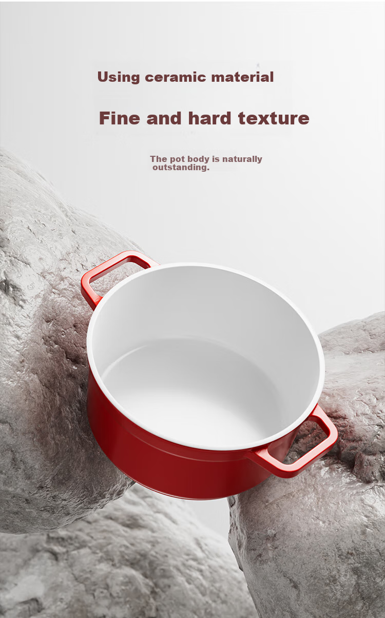 JD Original Ceramic Enamel Light Press Stew Pot for Porridge And Noodles, Compatible with Induction Cooker, Housewarming Gift, 26cm Gradient Gree 3