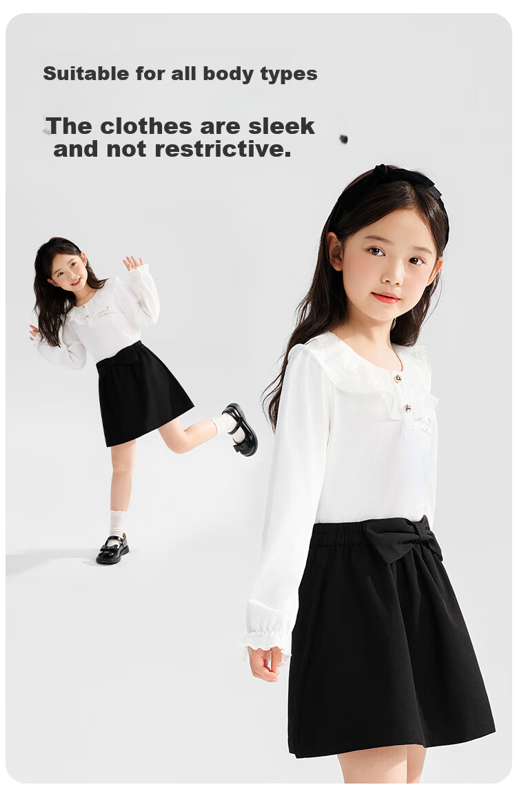 QQ DUCK Children's Clothing Long Sleeve Girls' Polo Shirt Top Youth Clothing Mesh Doll Purple; 120 6