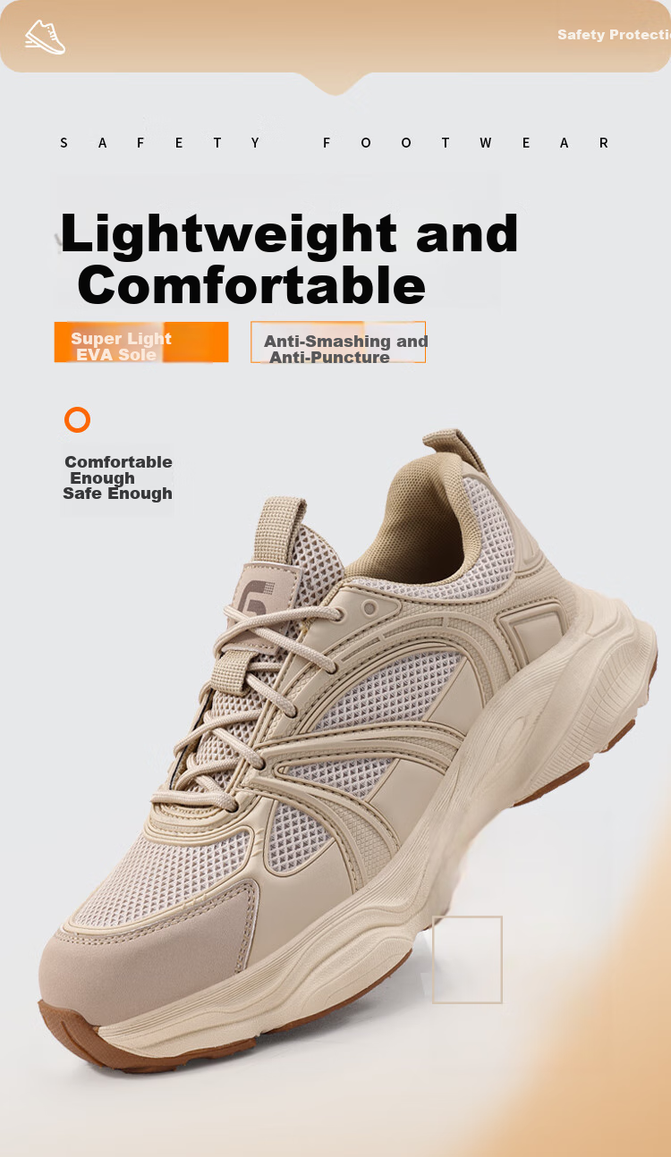 JUNBU Safety Shoes for Men with Steel Toe Cap, Anti-Smashing, Puncture-Resistant, Breathable, Soft Sole, Comfortable Construction Site Work Boots 5008BK Size 41 1