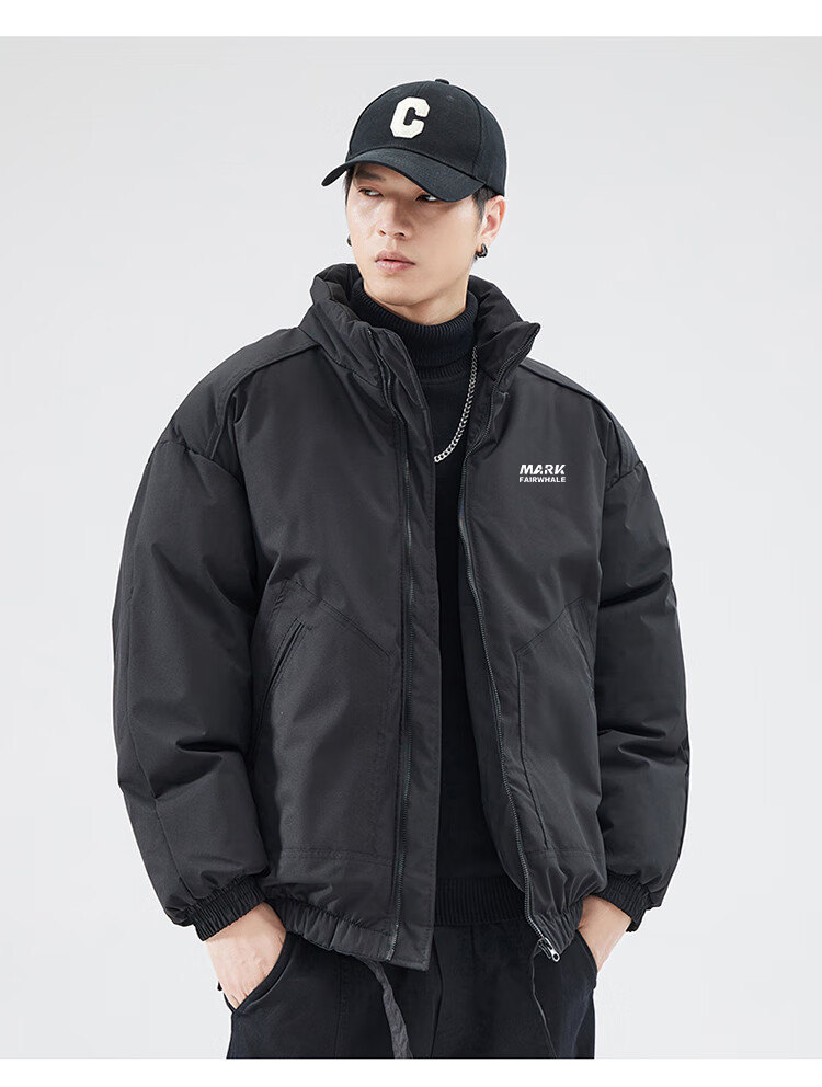 FAIRWHALE Men's Cotton Jacket Autumn Winter Casual Stand Collar Thickened Warm Outdoor Puffer Coat Dark Gray 3XL 3